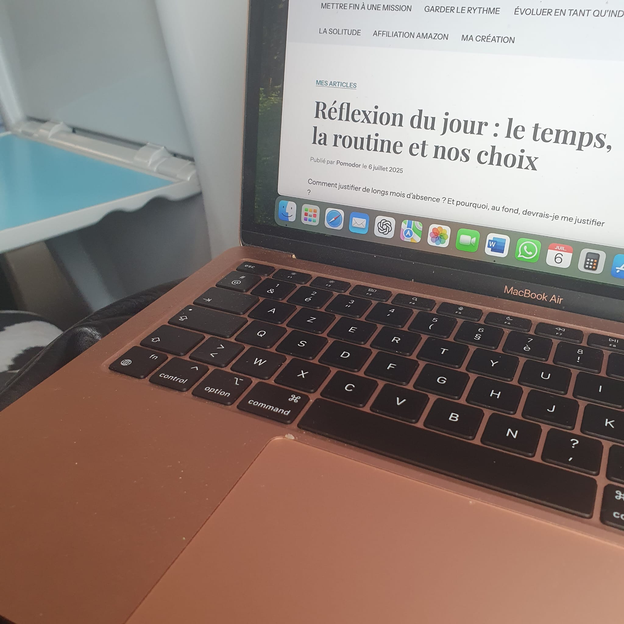 Réflexion du jour : le temps, la routine et nos choix